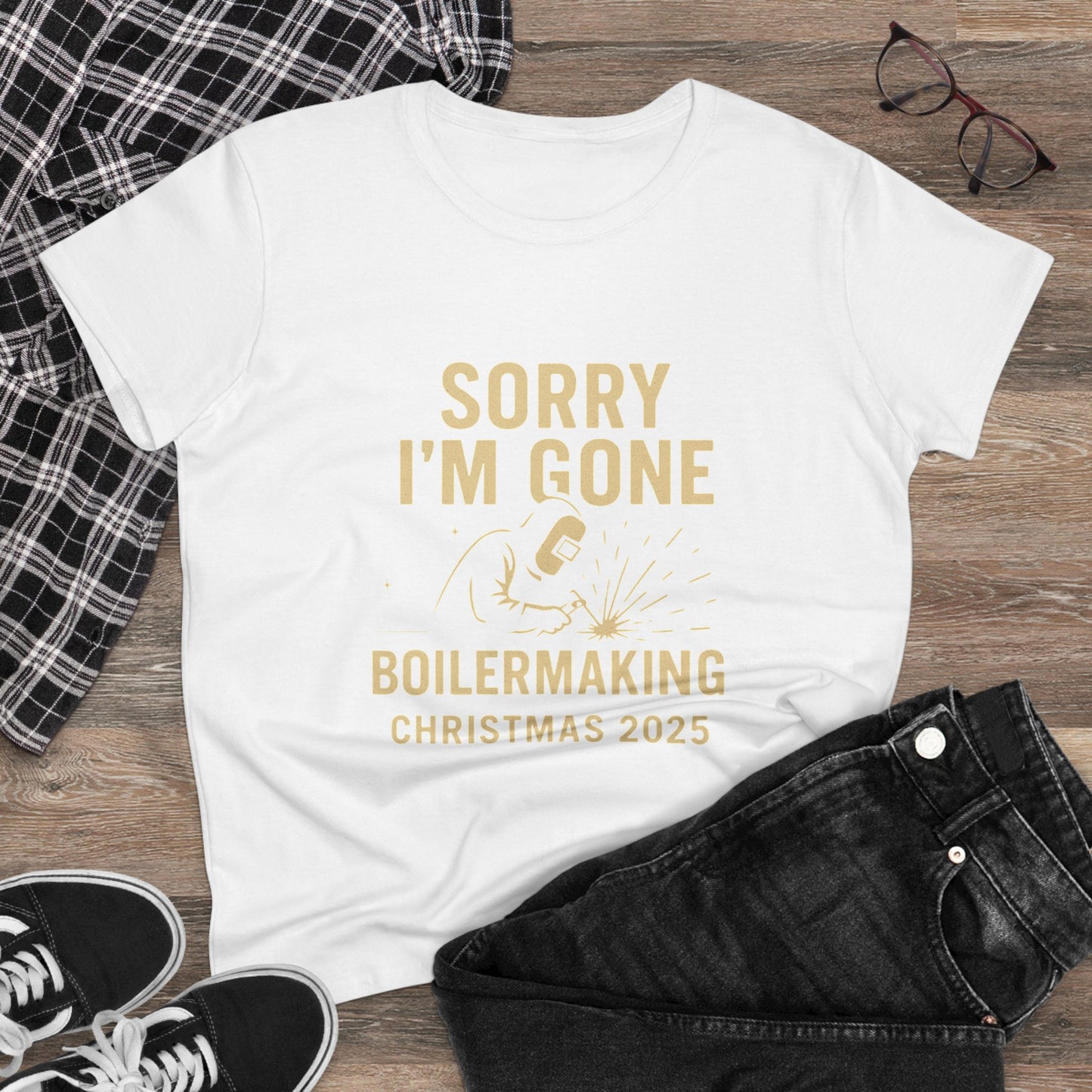 Boilermaking Christmas Tee - Sorry I'm Gone, Holiday Shirt for Women, Workwear, Seasonal Merchandise