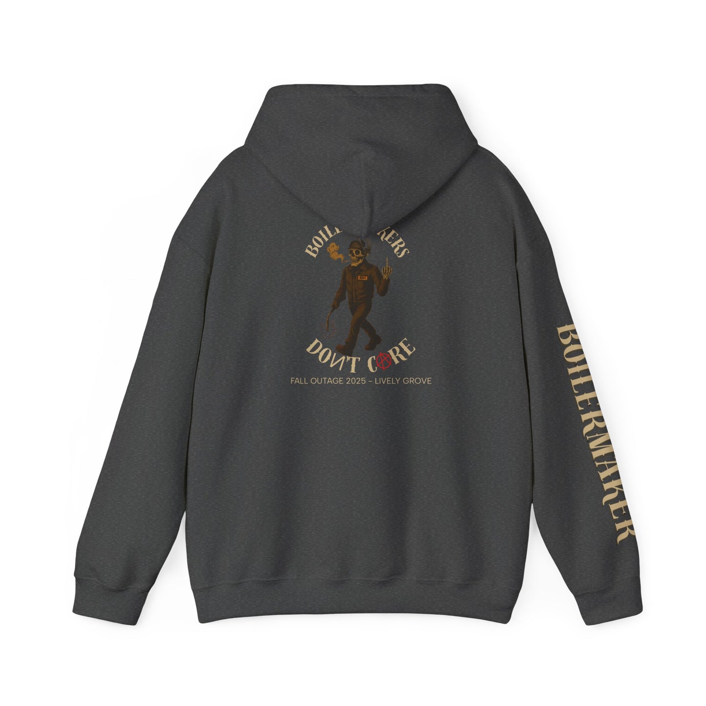 Boilermakers Don’t Care Hoodie – Lively Grove Fall Outage 2025 Edition