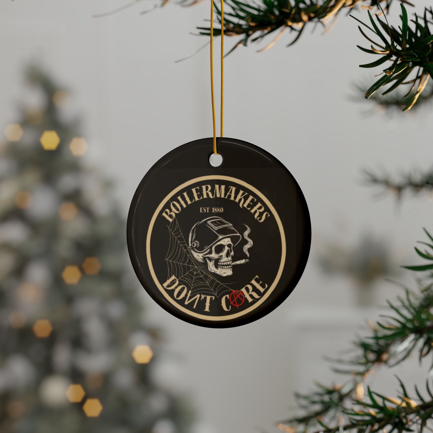 Tough, bold, and unapologetic — the Boilermakers Don’t Care ornament brings trade pride to your tree.