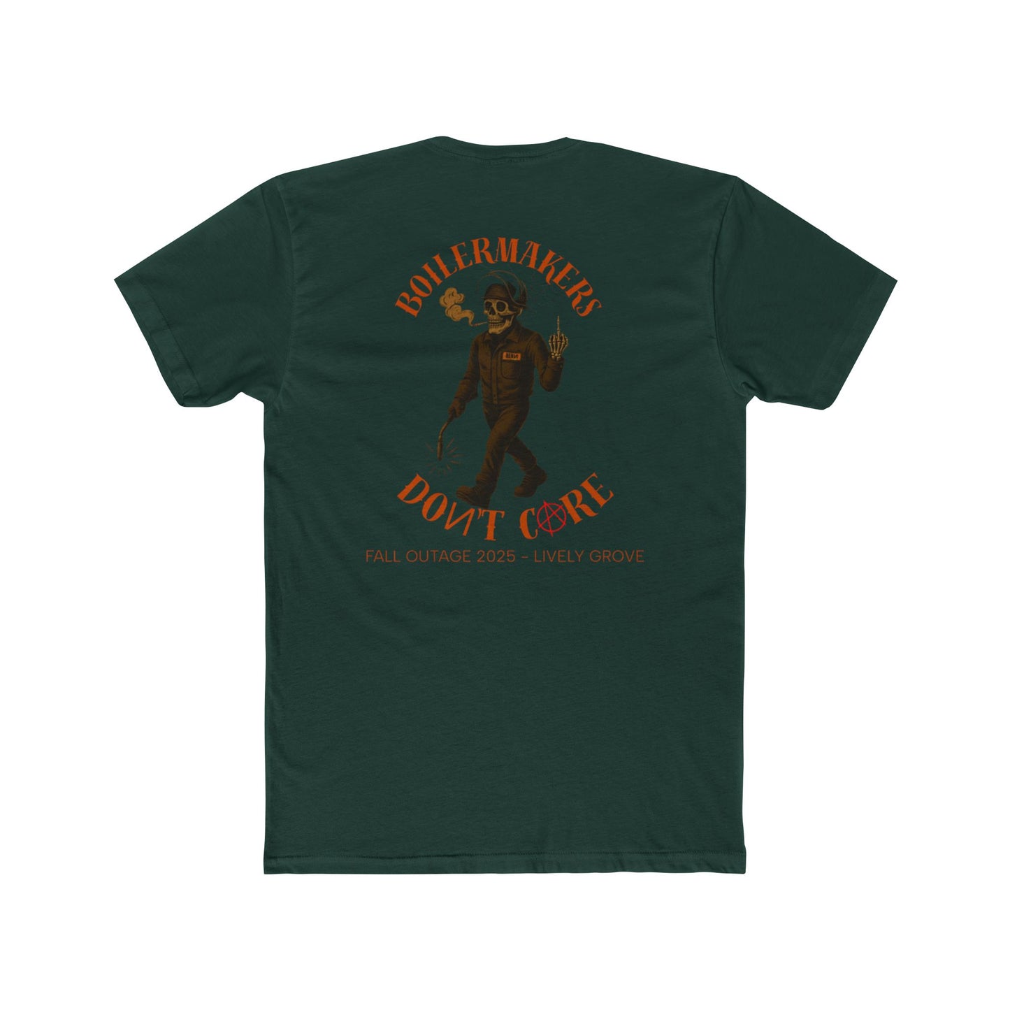 Boilermakers Don’t Care Tee – Skeleton Edition (Lively Grove Fall Outage 2025