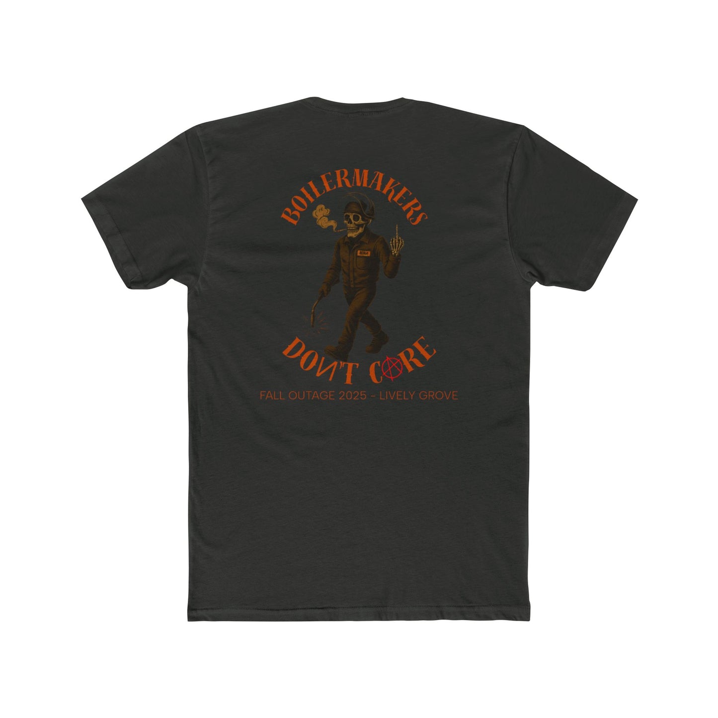 Boilermakers Don’t Care Tee – Skeleton Edition (Lively Grove Fall Outage 2025