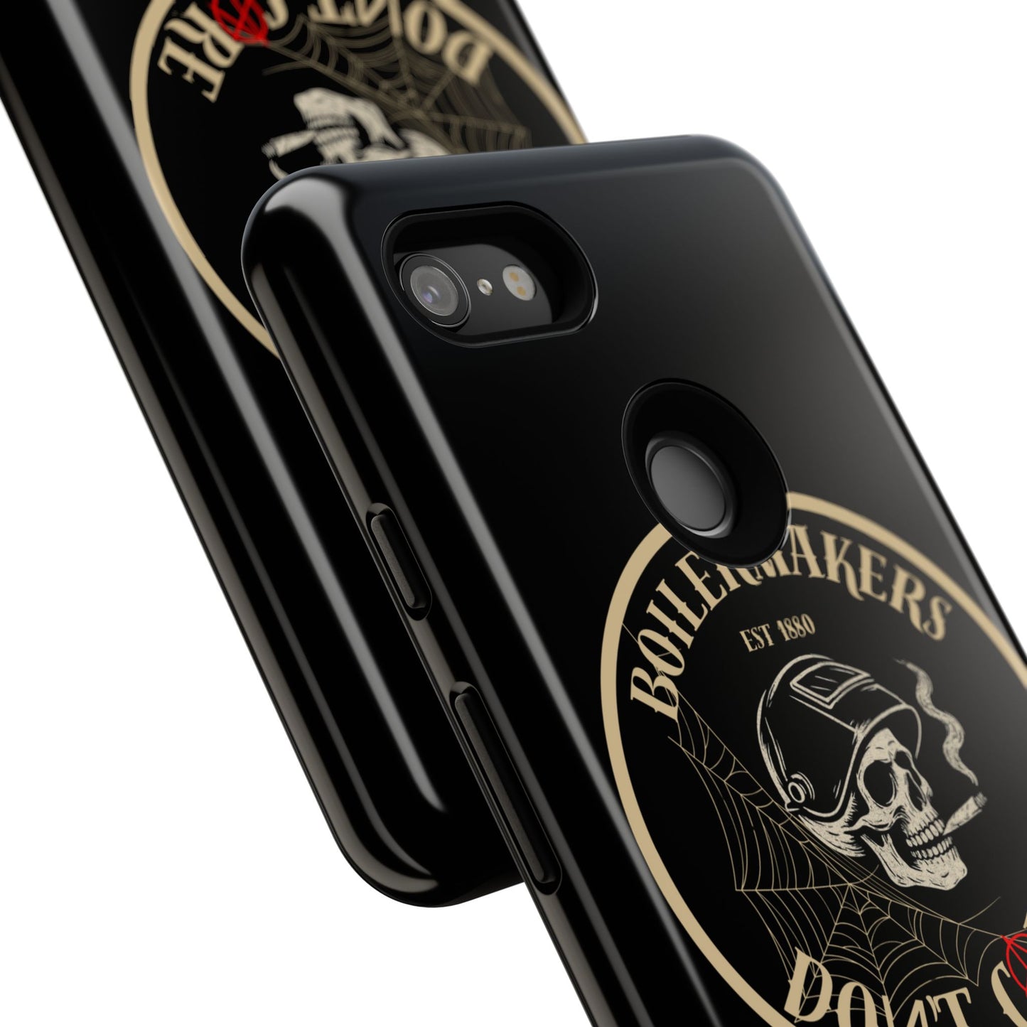 Boilermakers Don’t Care Phone Case — full-wrap skull design, drop-tested protection with attitude. Built tough for the hands that make the world work.