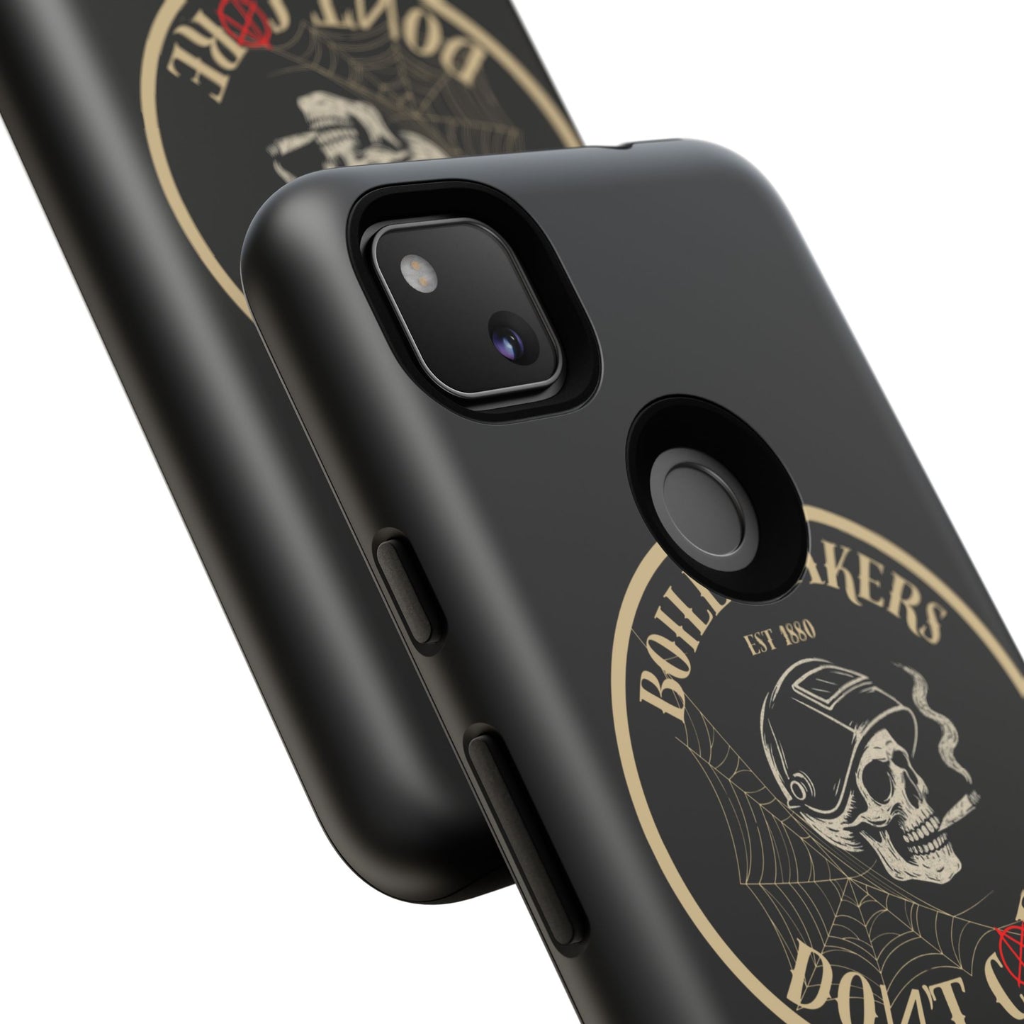 Boilermakers Don’t Care Phone Case — full-wrap skull design, drop-tested protection with attitude. Built tough for the hands that make the world work.