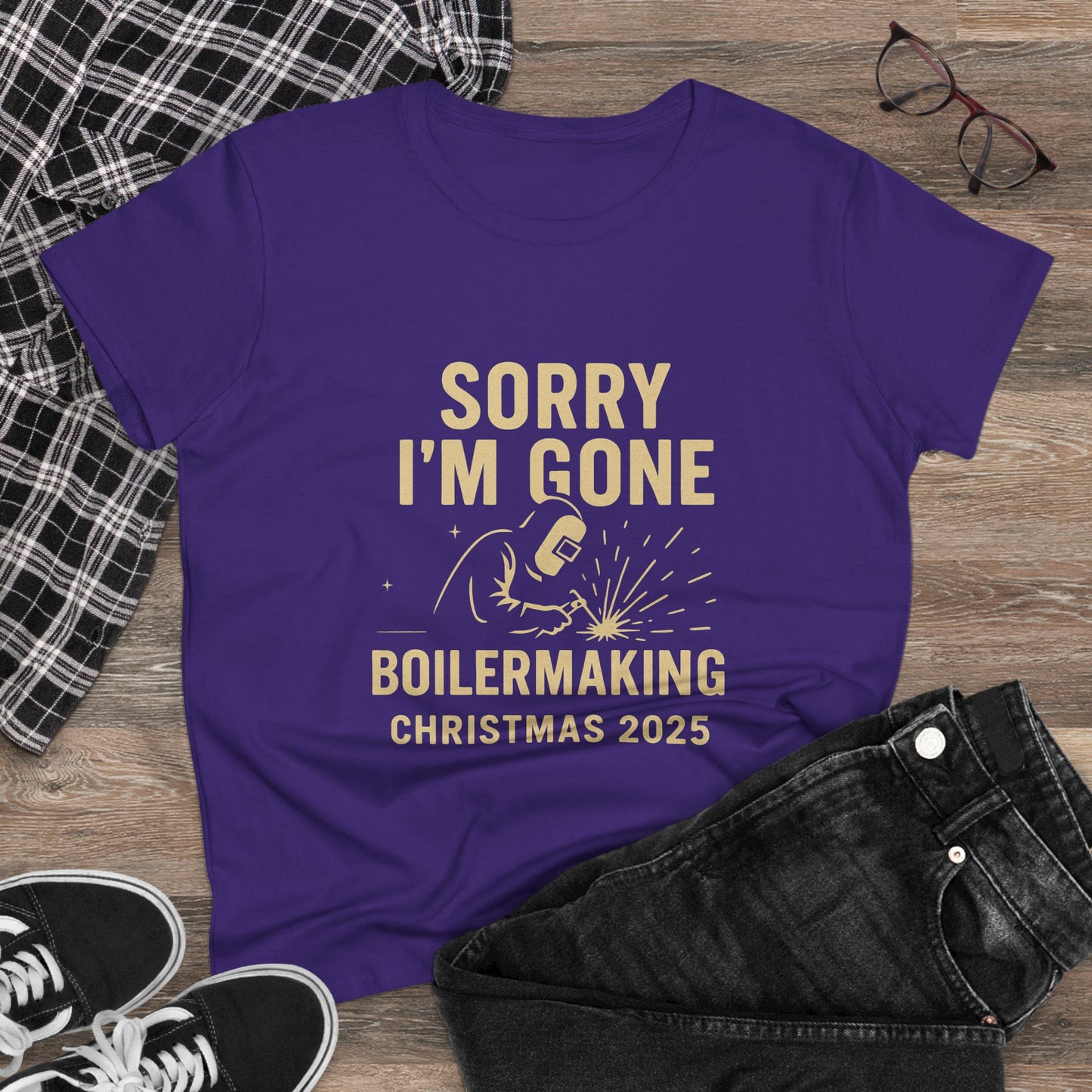 Boilermaking Christmas Tee - Sorry I'm Gone, Holiday Shirt for Women, Workwear, Seasonal Merchandise