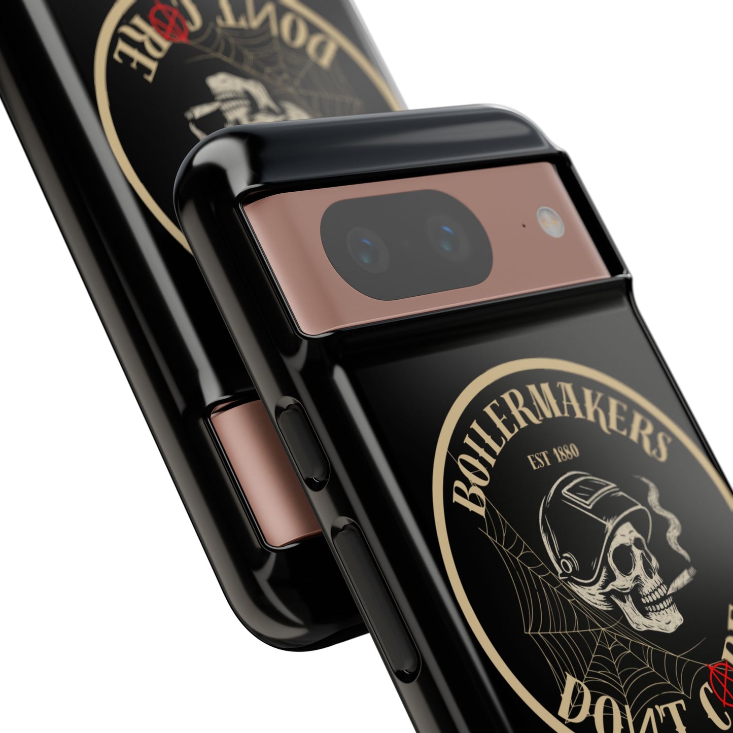 Boilermakers Don’t Care Phone Case — full-wrap skull design, drop-tested protection with attitude. Built tough for the hands that make the world work.