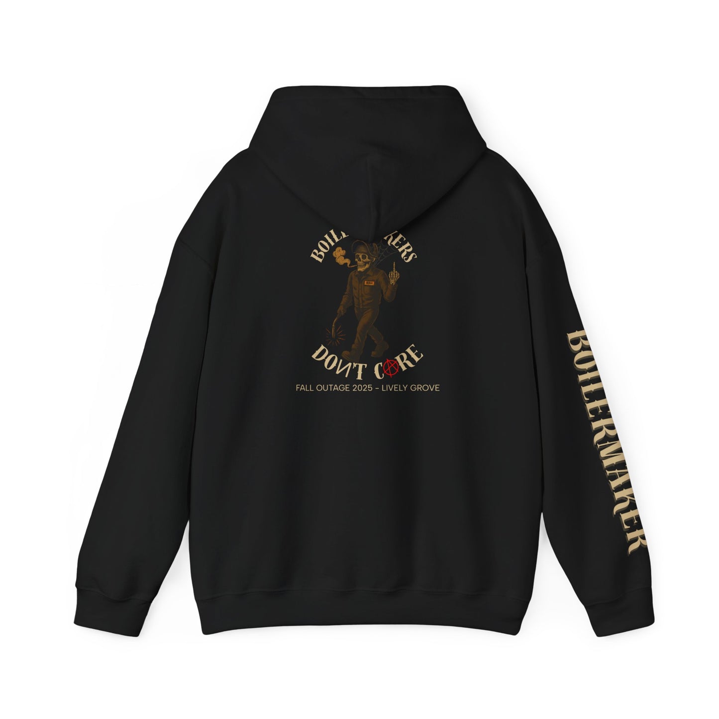 Boilermakers Don’t Care Hoodie – Lively Grove Fall Outage 2025 Edition