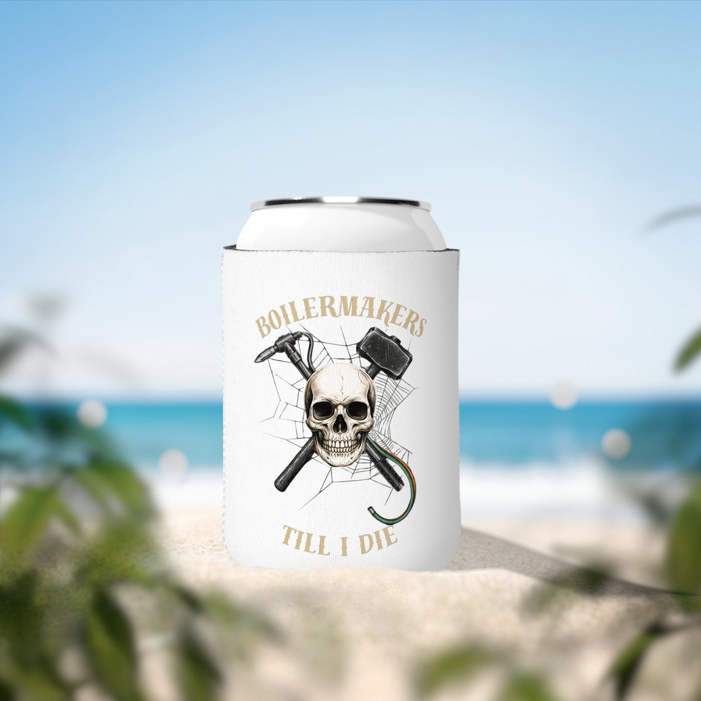 Skull Boilermaker Beer Can Cooler Sleeve