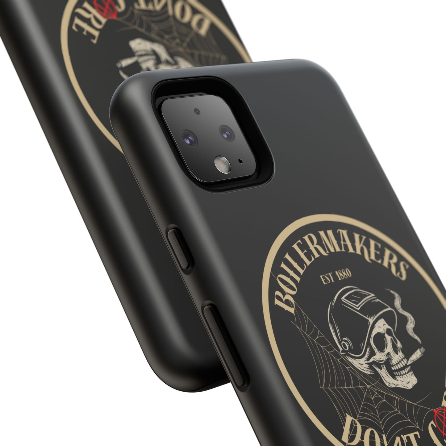 Boilermakers Don’t Care Phone Case — full-wrap skull design, drop-tested protection with attitude. Built tough for the hands that make the world work.