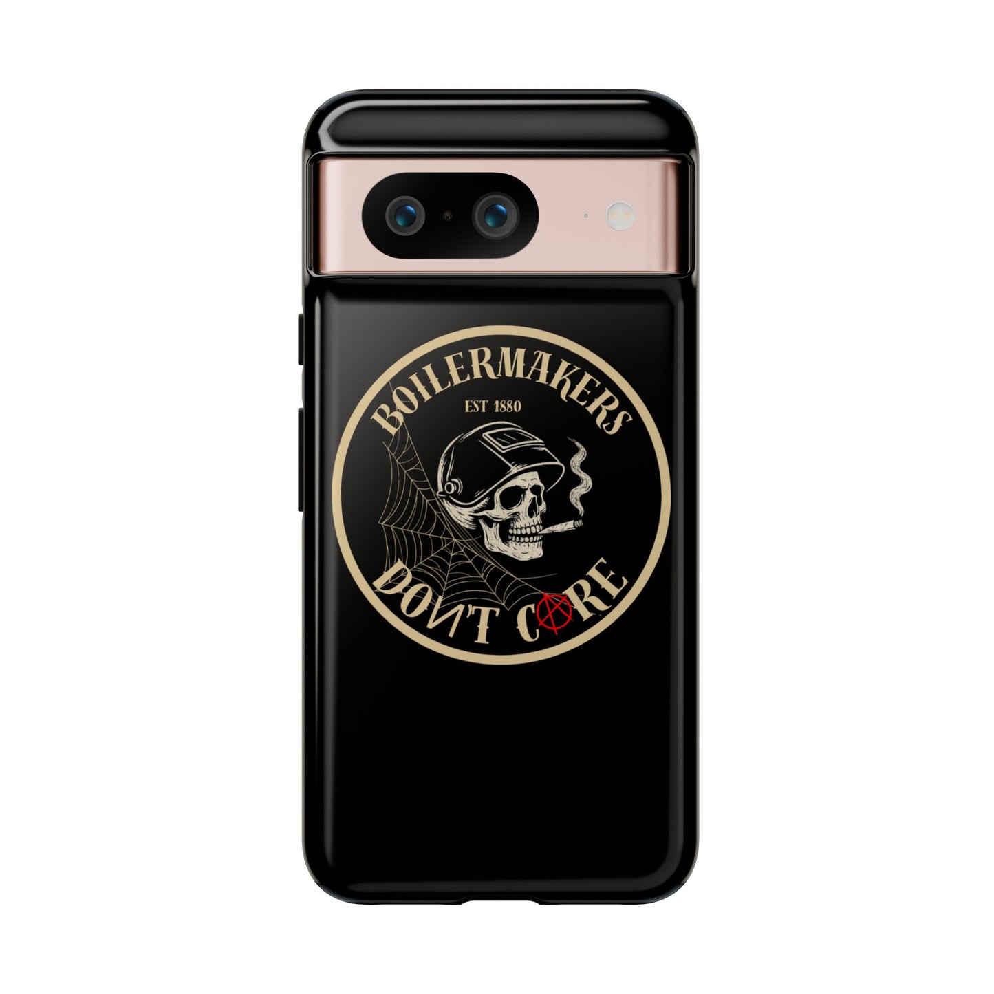 Boilermakers Don’t Care Phone Case — full-wrap skull design, drop-tested protection with attitude. Built tough for the hands that make the world work.