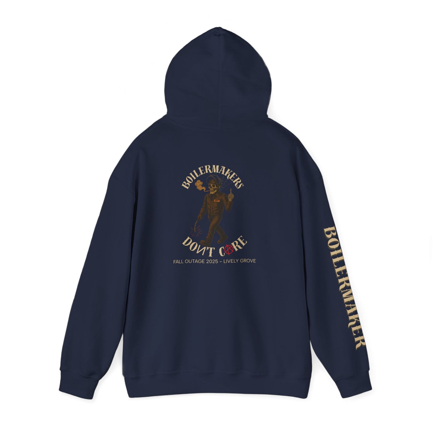 Boilermakers Don’t Care Hoodie – Lively Grove Fall Outage 2025 Edition