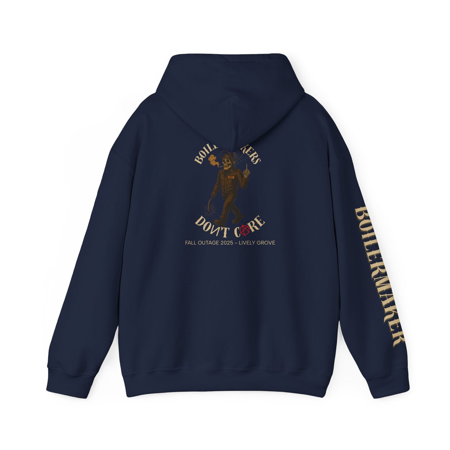 Boilermakers Don’t Care Hoodie – Lively Grove Fall Outage 2025 Edition