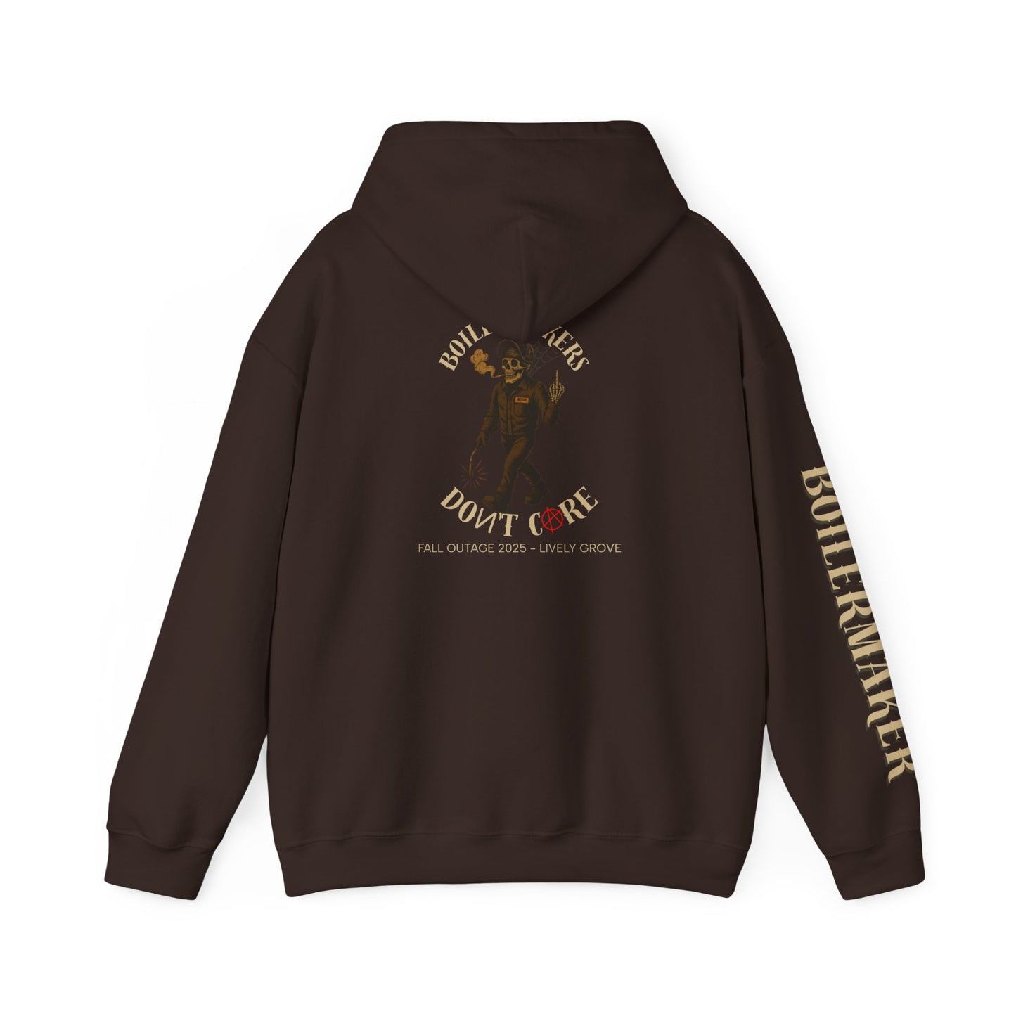 Boilermakers Don’t Care Hoodie – Lively Grove Fall Outage 2025 Edition