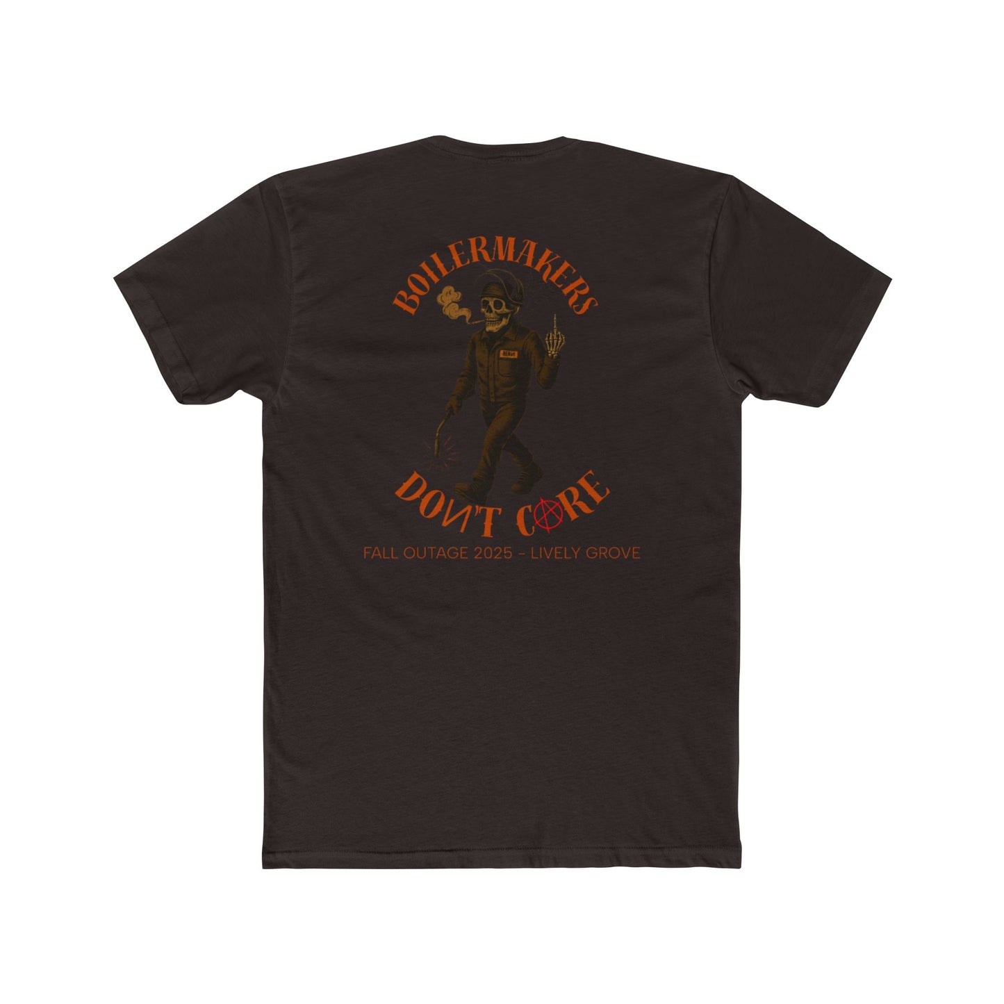 Boilermakers Don’t Care Tee – Skeleton Edition (Lively Grove Fall Outage 2025