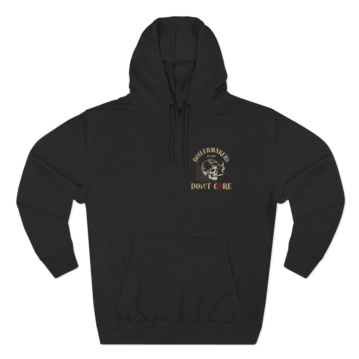 Boilermakers “We Are The Hard” Hoodie — skull & hammer back print, classic fleece comfort with heavy-duty pride. Built for the ones who earn every spark.
