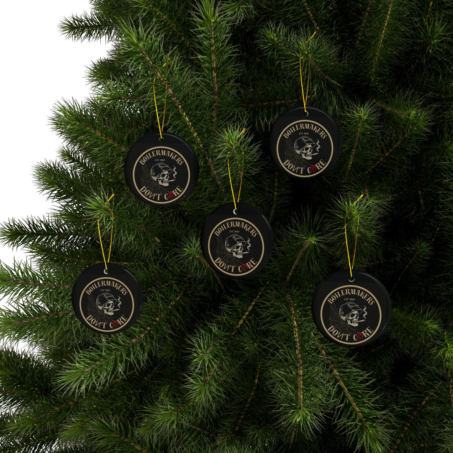Tough, bold, and unapologetic — the Boilermakers Don’t Care ornament brings trade pride to your tree.