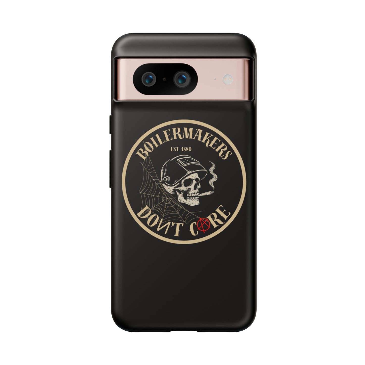 Boilermakers Don’t Care Phone Case — full-wrap skull design, drop-tested protection with attitude. Built tough for the hands that make the world work.