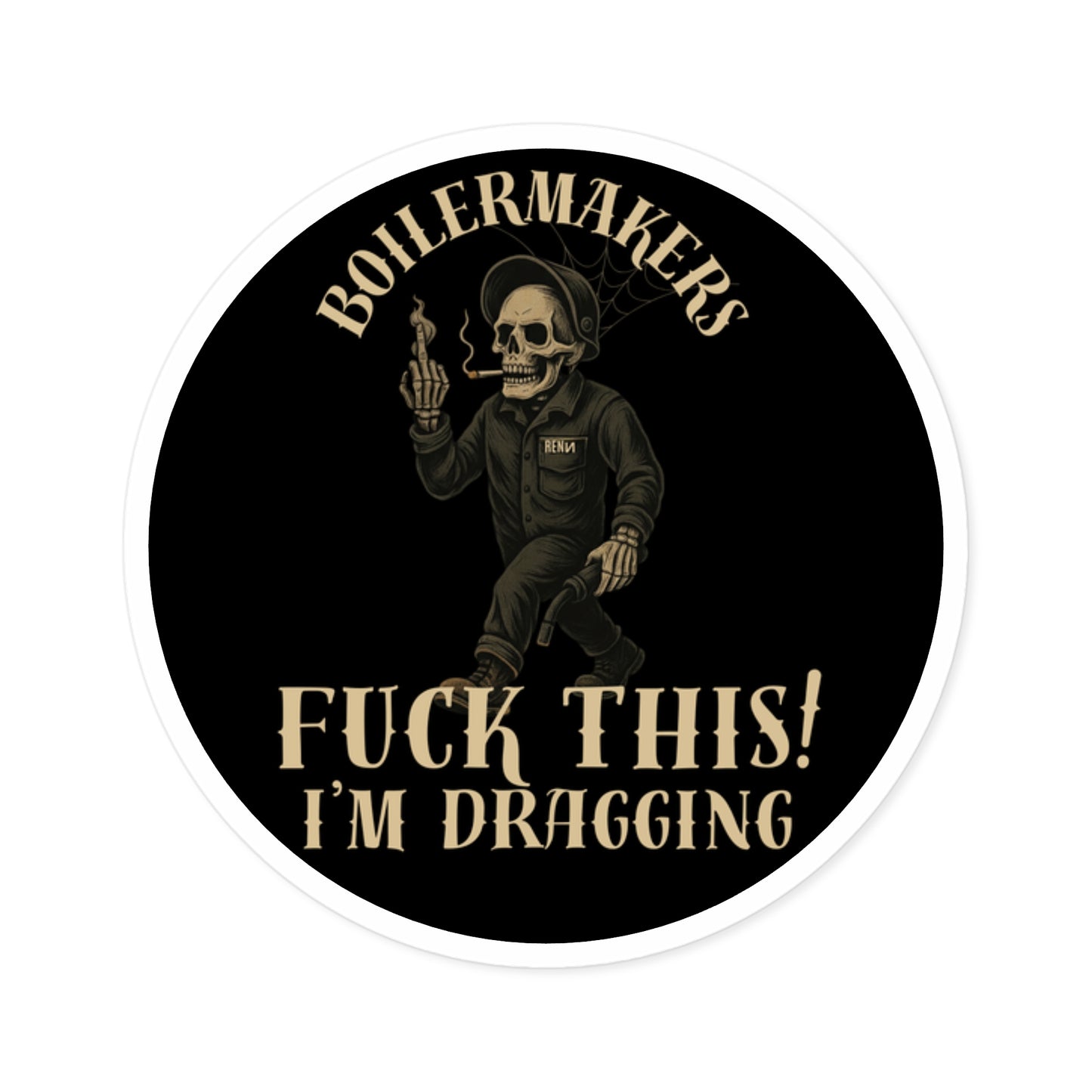 Boilermaker Round Stickers, Skull Design, Unique Vinyl Decals, Aesthetic Laptop Stickers, Gift for Builders