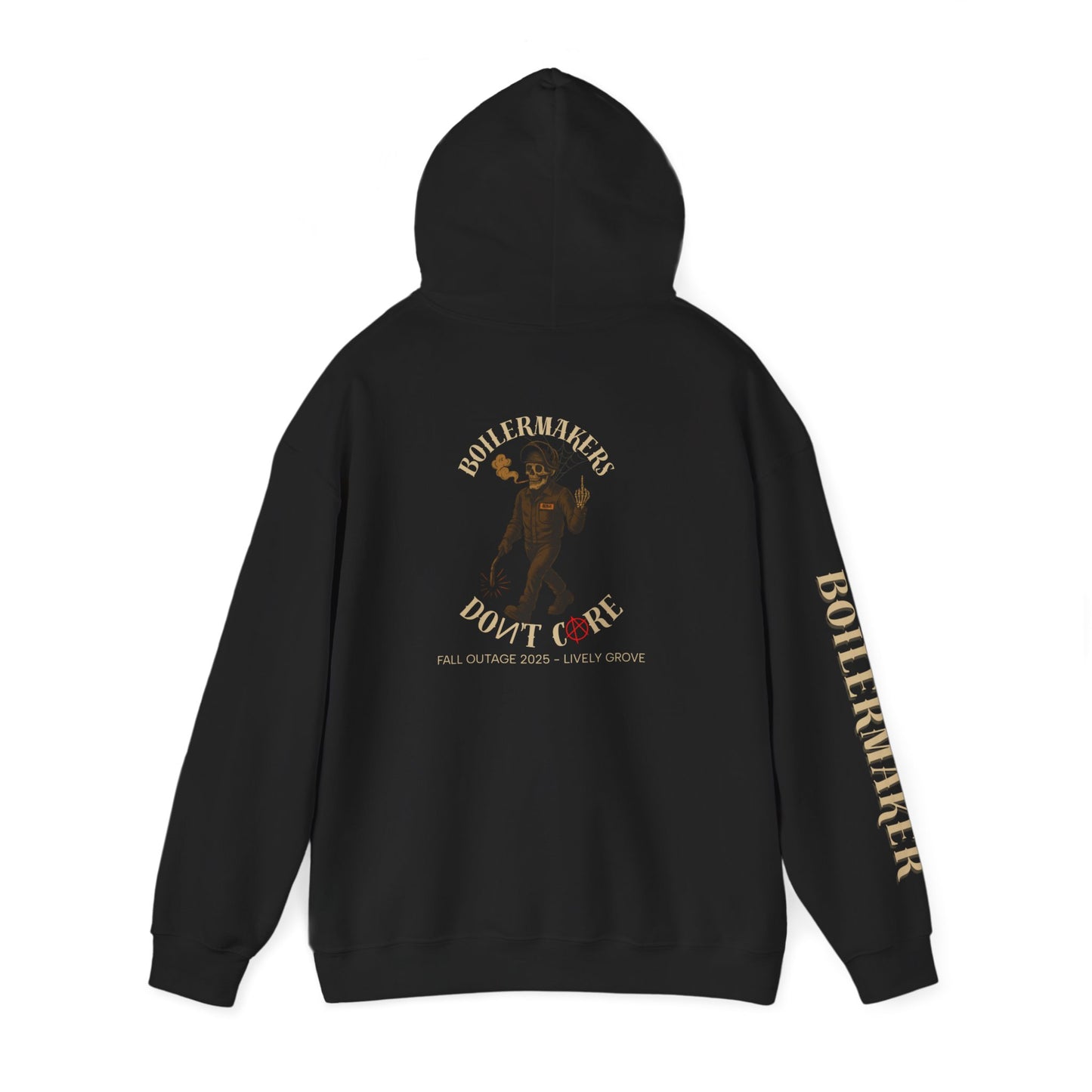 Boilermakers Don’t Care Hoodie – Lively Grove Fall Outage 2025 Edition