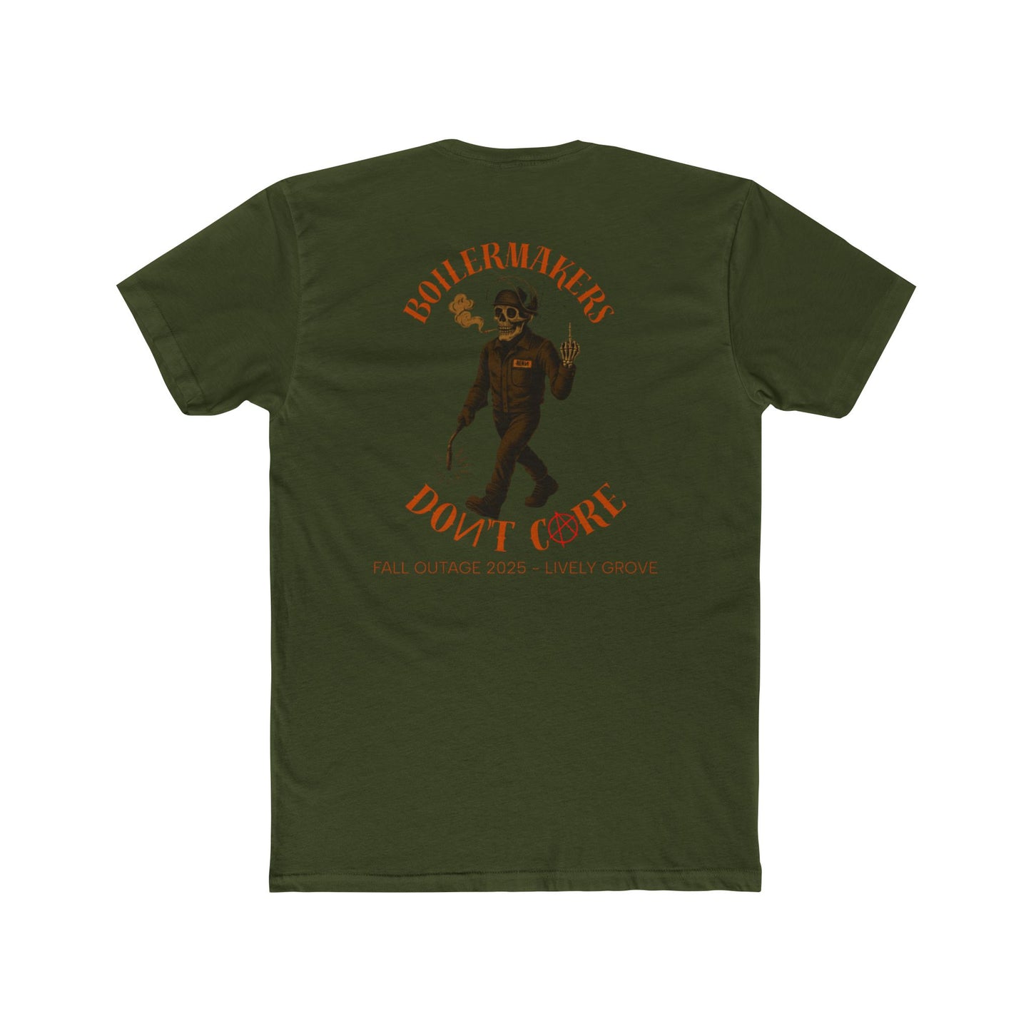 Boilermakers Don’t Care Tee – Skeleton Edition (Lively Grove Fall Outage 2025