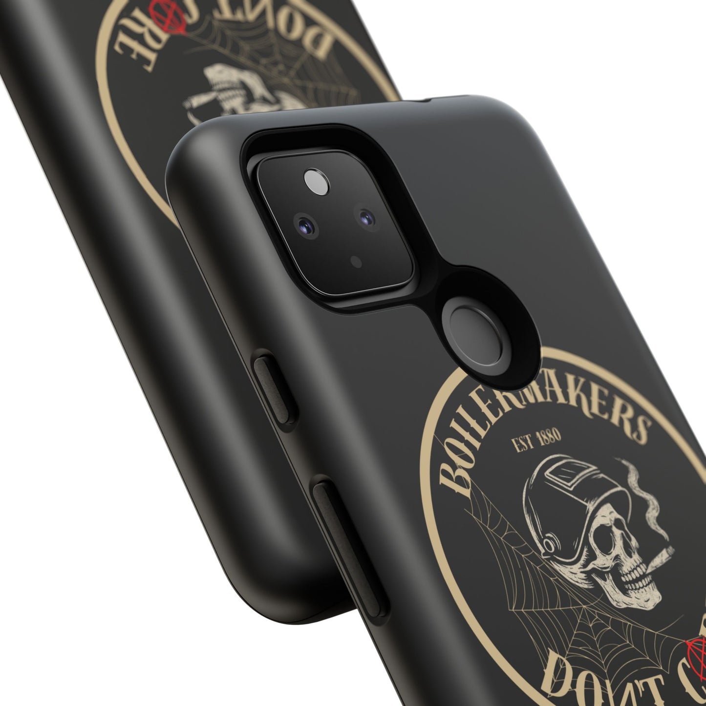 Boilermakers Don’t Care Phone Case — full-wrap skull design, drop-tested protection with attitude. Built tough for the hands that make the world work.