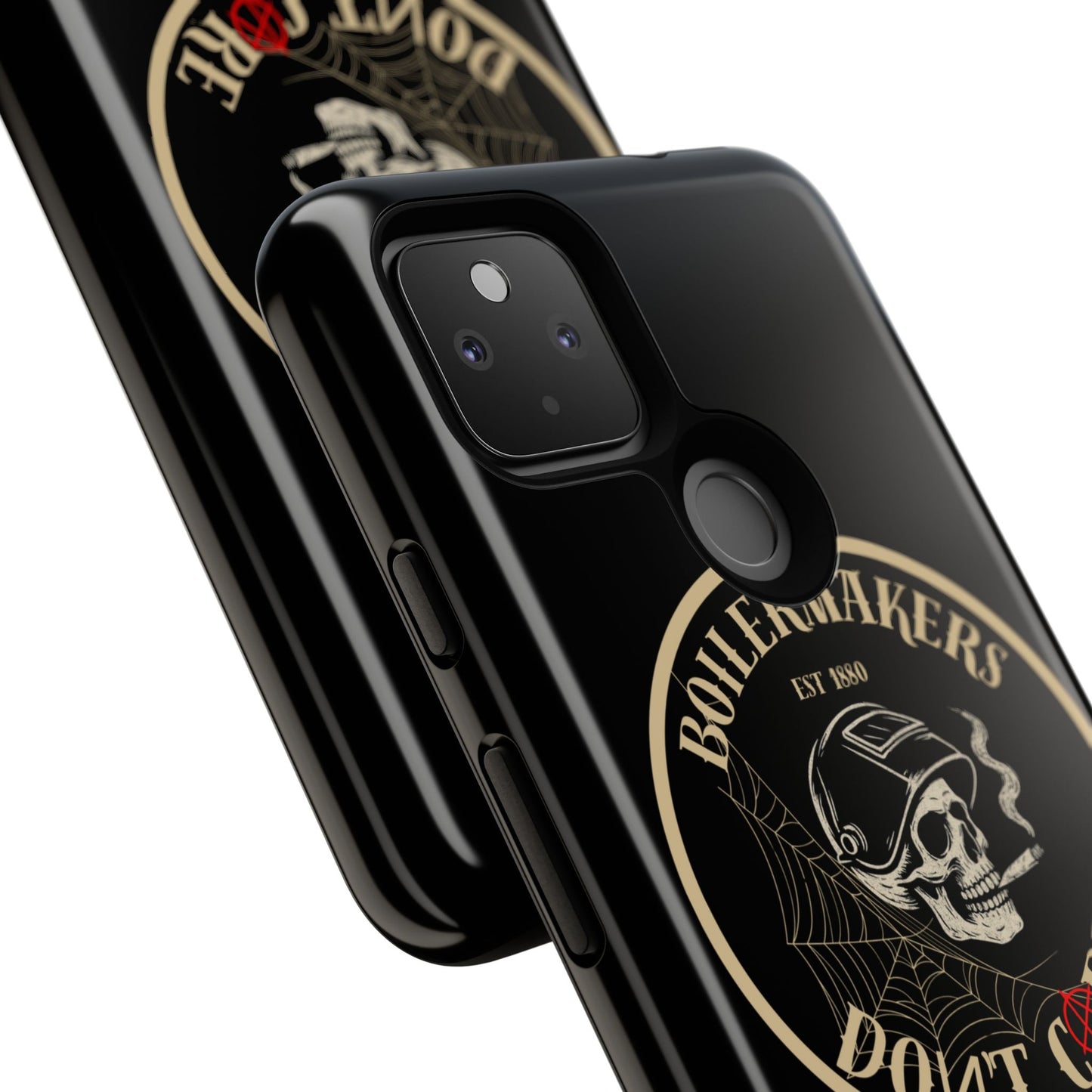 Boilermakers Don’t Care Phone Case — full-wrap skull design, drop-tested protection with attitude. Built tough for the hands that make the world work.