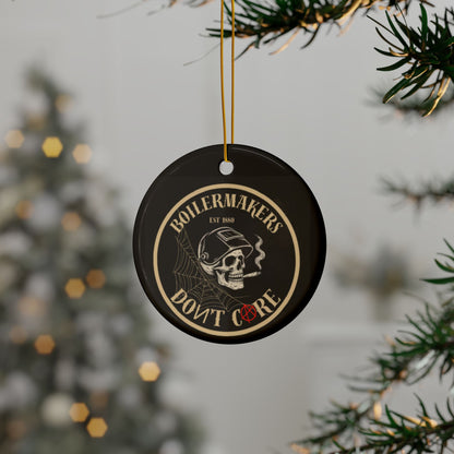 Tough, bold, and unapologetic — the Boilermakers Don’t Care ornament brings trade pride to your tree.