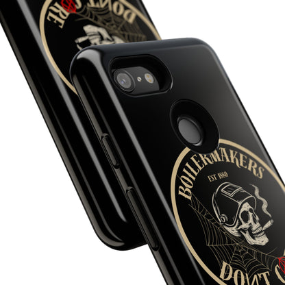 Boilermakers Don’t Care Phone Case — full-wrap skull design, drop-tested protection with attitude. Built tough for the hands that make the world work.