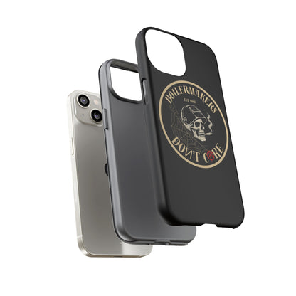 Boilermakers Don’t Care Phone Case — full-wrap skull design, drop-tested protection with attitude. Built tough for the hands that make the world work.