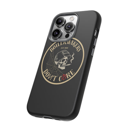 Boilermakers Don’t Care Phone Case — full-wrap skull design, drop-tested protection with attitude. Built tough for the hands that make the world work.
