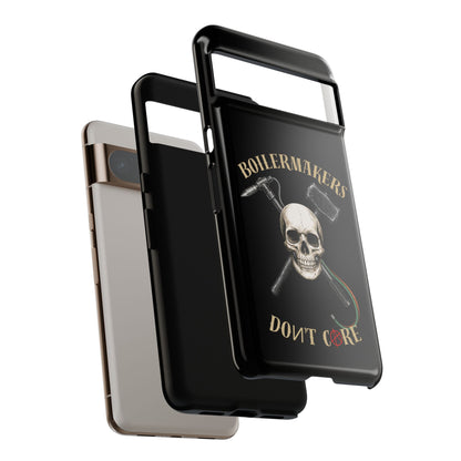 Boilermakers Don’t Care Tough Case — skull-and-hammer design, full-wrap protection built for the hard hands who keep the world running.