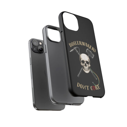 Boilermakers Don’t Care Tough Case — skull-and-hammer design, full-wrap protection built for the hard hands who keep the world running.