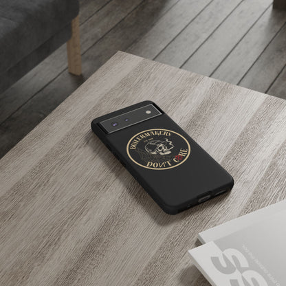 Boilermakers Don’t Care Phone Case — full-wrap skull design, drop-tested protection with attitude. Built tough for the hands that make the world work.