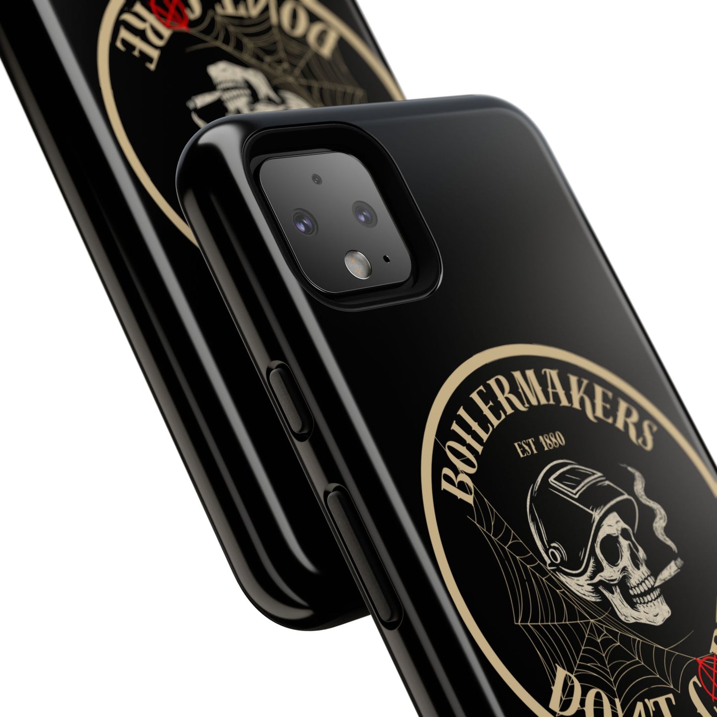 Boilermakers Don’t Care Phone Case — full-wrap skull design, drop-tested protection with attitude. Built tough for the hands that make the world work.