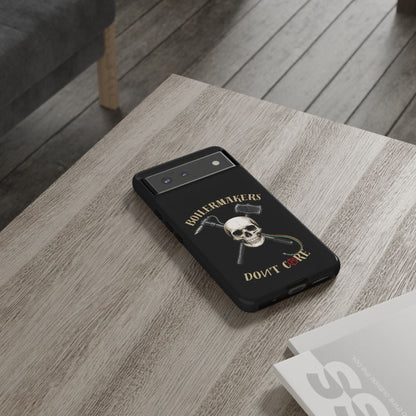 Boilermakers Don’t Care Tough Case — skull-and-hammer design, full-wrap protection built for the hard hands who keep the world running.
