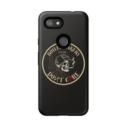 Boilermakers Don’t Care Phone Case — full-wrap skull design, drop-tested protection with attitude. Built tough for the hands that make the world work.