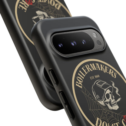 Boilermakers Don’t Care Phone Case — full-wrap skull design, drop-tested protection with attitude. Built tough for the hands that make the world work.