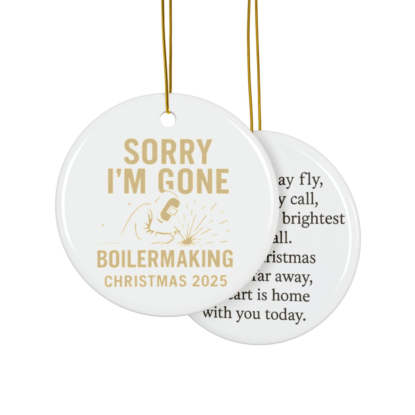 Ceramic Christmas Ornaments, Holiday Decor, Double-Sided, Unique Gift, Boilermaker Gifts, Home Decoration