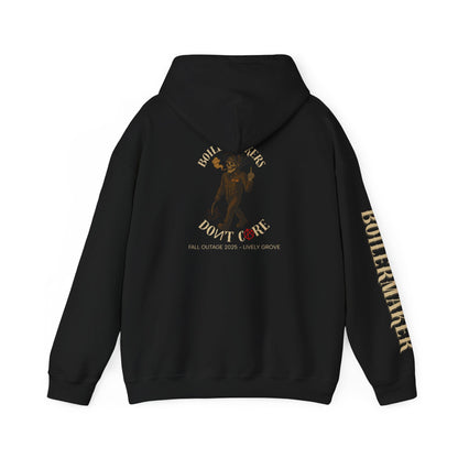 Boilermakers Don’t Care Hoodie – Lively Grove Fall Outage 2025 Edition