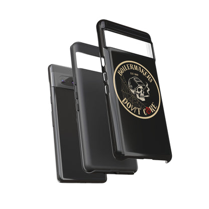 Boilermakers Don’t Care Phone Case — full-wrap skull design, drop-tested protection with attitude. Built tough for the hands that make the world work.
