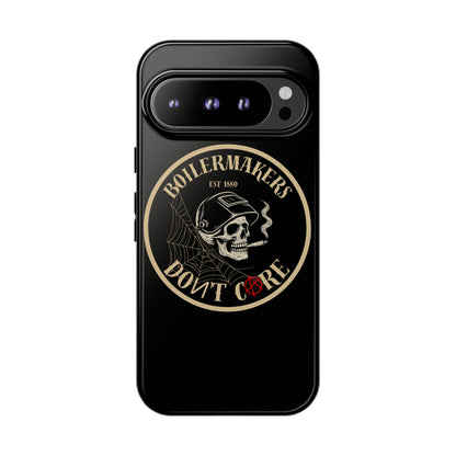 Boilermakers Don’t Care Phone Case — full-wrap skull design, drop-tested protection with attitude. Built tough for the hands that make the world work.