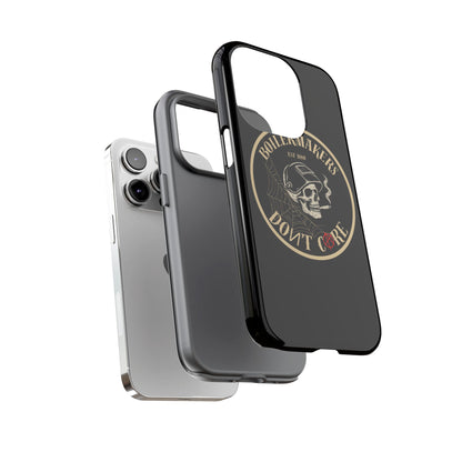 Boilermakers Don’t Care Phone Case — full-wrap skull design, drop-tested protection with attitude. Built tough for the hands that make the world work.