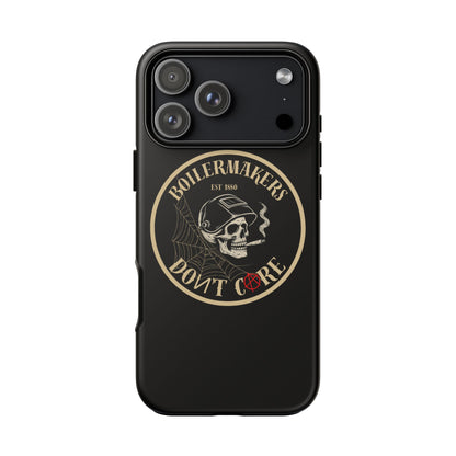 Boilermakers Don’t Care Phone Case — full-wrap skull design, drop-tested protection with attitude. Built tough for the hands that make the world work.