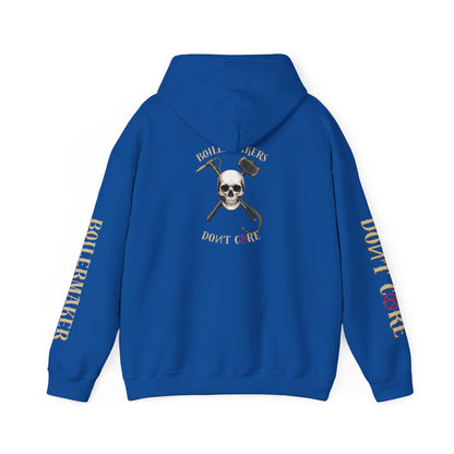 Skull “Boilermakers Don’t Care” Hoodie — full-back skull and hammer design, bold sleeve prints on both arms. The original Renn Don’t Care classic.