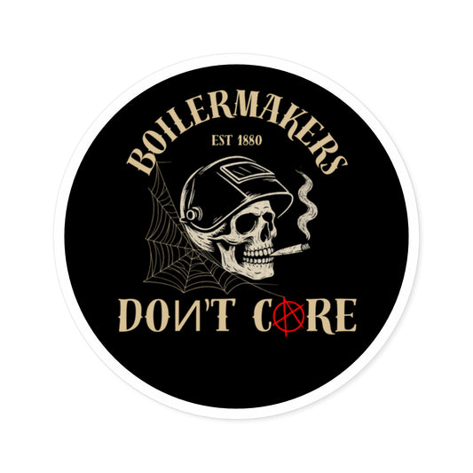 Boilermaker Round Stickers, Skull Design, Unique Vinyl Decals, Aesthetic Laptop Stickers, Gift for Builders