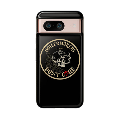 Boilermakers Don’t Care Phone Case — full-wrap skull design, drop-tested protection with attitude. Built tough for the hands that make the world work.
