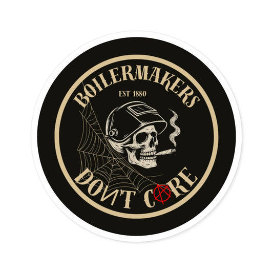 Boilermaker Round Stickers, Skull Design, Unique Vinyl Decals, Aesthetic Laptop Stickers, Gift for Builders