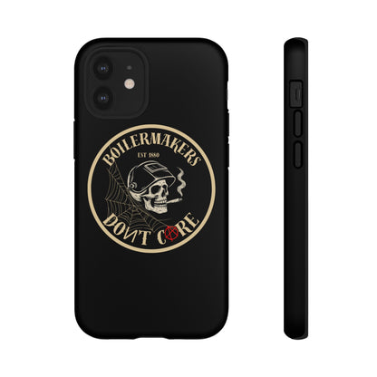 Boilermakers Don’t Care Phone Case — full-wrap skull design, drop-tested protection with attitude. Built tough for the hands that make the world work.