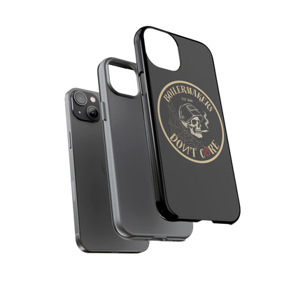 Boilermakers Don’t Care Phone Case — full-wrap skull design, drop-tested protection with attitude. Built tough for the hands that make the world work.