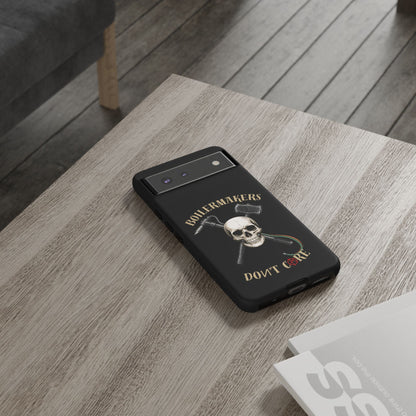Boilermakers Don’t Care Tough Case — skull-and-hammer design, full-wrap protection built for the hard hands who keep the world running.