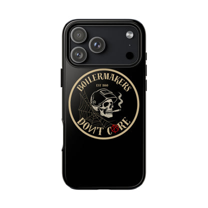 Boilermakers Don’t Care Phone Case — full-wrap skull design, drop-tested protection with attitude. Built tough for the hands that make the world work.